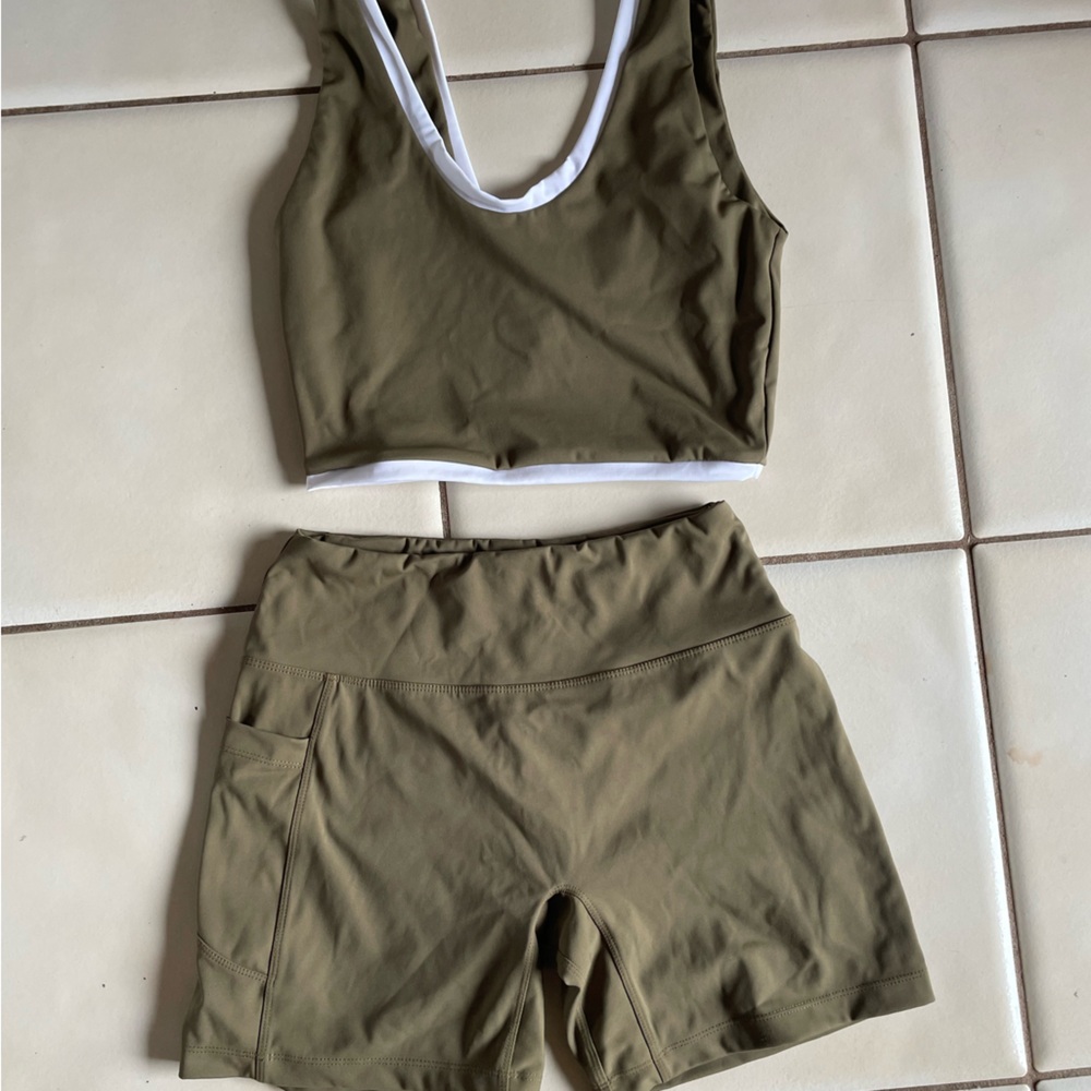 Benoa Swim Olive Bike Shorts Set